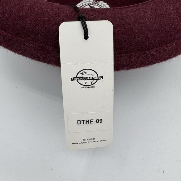 Different Touch Hat Womens Size XL 7 1/2‎ Wool Fedora Burgundy Ribbon Tie - Picture 9 of 15